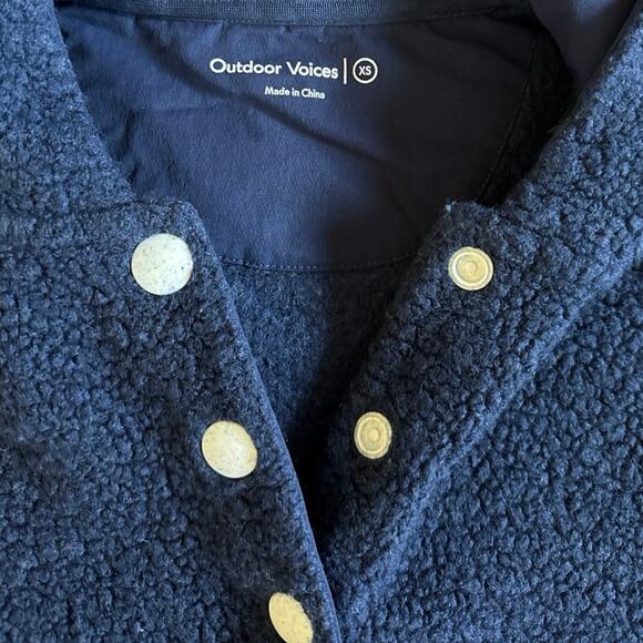 Women’s Outdoor Voices MegaFleece Snap Up Hoodie Navy Blue Wool Blend Size XS - Picture 7 of 8